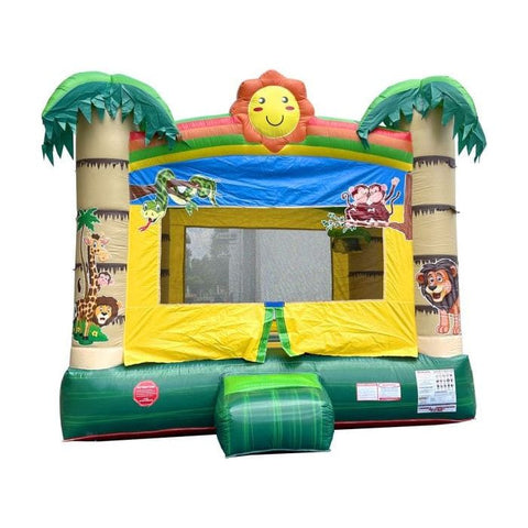POGO Inflatable Bouncers 14.5'H Crossover Tropical Jungle Smiley Face Inflatable Bounce House with Blower by POGO 14.5H Crossover Pink Smiley Castle Inflatable Bounce House Blower POGO