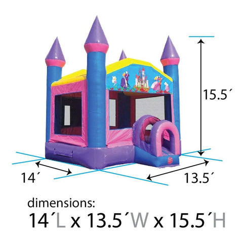 POGO Inflatable Bouncers 15.5' H Pink & Blue Princess Dream Bounce House with Blower by POGO 754972336543 6997-1892 15.5' H Pink & Blue Princess Dream Bounce House with Blower POGO 6997
