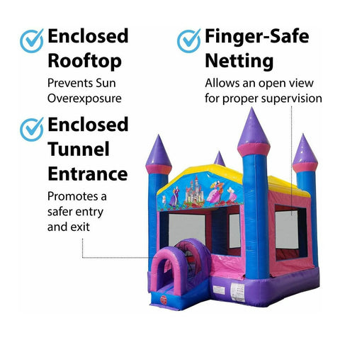 POGO Inflatable Bouncers 15.5' H Pink & Blue Princess Dream Bounce House with Blower by POGO 754972336543 6997-1892 15.5' H Pink & Blue Princess Dream Bounce House with Blower POGO 6997