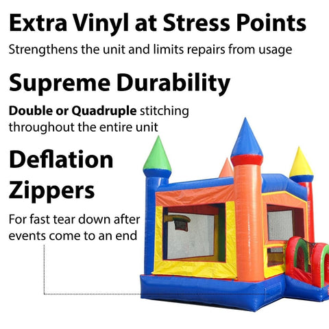 POGO Inflatable Bouncers 15.5' H Rainbow Modular Bounce House with Blower and Dinosaur Art Panel by POGO 754972336567 7492-1987 15.5' H Rainbow Modular Bounce House with Blower and Dinosaur Art Panel 