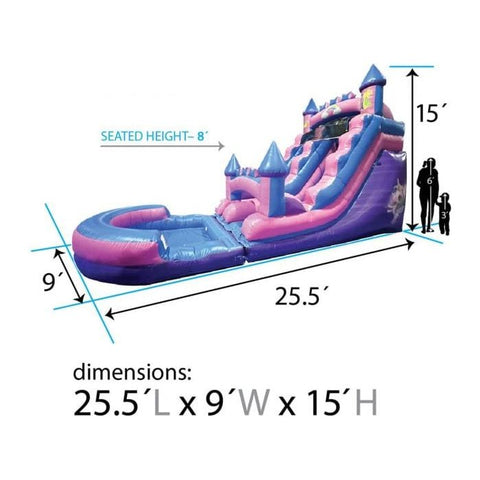 POGO Inflatable Bouncers 15'H Crossover 15' Pink Unicorn Inflatable Water Slide with Blower and Pool by POGO 6517 15'H Crossover Pink Unicorn Inflatable Water Slide Blower Pool POGO