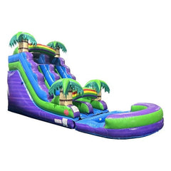 15'H Crossover Purple Marble Tropical Inflatable Water Slide with Blower and Pool by POGO