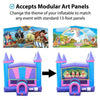 Image of POGO Inflatable Bouncers 15'H Modular Pink Inflatable Bounce House with Blower and Princess Art Panel by POGO 754972336529 1986 15' Modular Pink Inflatable Bounce House w Blower & Princess Art Panel