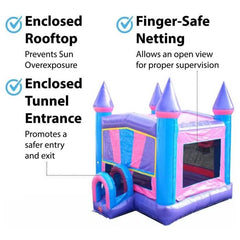 15.5' H Modular Pink Inflatable Bounce House with Blower and Princess Art Panel by POGO