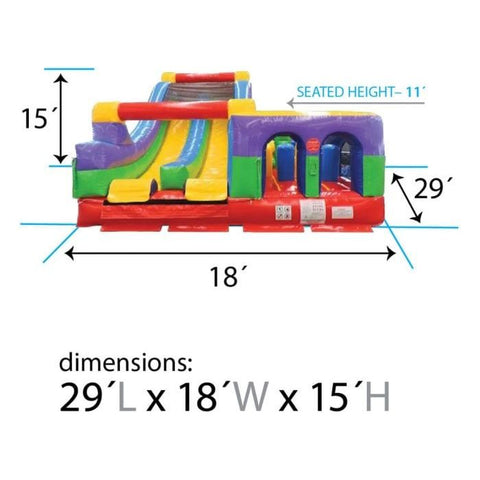 POGO Inflatable Bouncers 15'H Retro Radical Run Inflatable Obstacle Course with Blower by POGO 754972354950 433-15