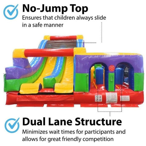 POGO Inflatable Bouncers 15'H Retro Radical Run Inflatable Obstacle Course with Blower by POGO 754972354950 433-15