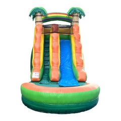 15'H Crossover Tropical Inflatable Water Slide with Blower and Pool with Blower and Pool