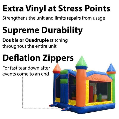 POGO Inflatable Bouncers 16'H 5-Part Multi Play Rainbow Inflatable Bounce House with Slide Combo and Blower by POGO 754972361026 2477-23 16'H 5Part Multi Play Rainbow Inflatable Bounce House Slide Combo 2477