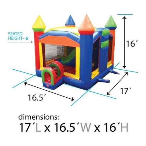 POGO Inflatable Bouncers 16'H 5-Part Multi Play Rainbow Inflatable Bounce House with Slide Combo and Blower by POGO 754972361026 2477-23 16'H 5Part Multi Play Rainbow Inflatable Bounce House Slide Combo 2477