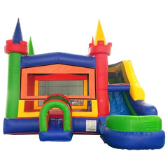 16'H Modular Modern Rainbow Inflatable Water Slide Bounce House Combo with Blower by POGO