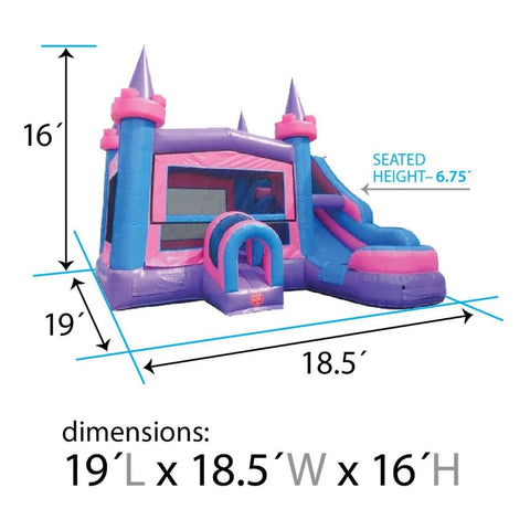 POGO Inflatable Bouncers 16'H Modular Pink Castle Water Slide Bounce House Combo with Blower and Princess Art Panel by POGO 781880221906 1989 16'H Pink Castle Combo w/ Blower Princess Art Panel by POGO SKU#1989