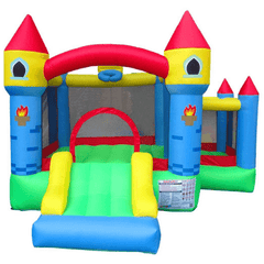 7'H Backyard Kids Deluxe 3-in-1 Castle Inflatable Bounce House with Slide by POGO