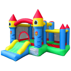 POGO Inflatable Bouncers 7' Backyard Kids Deluxe 3-in-1 Castle Inflatable Bounce House with Slide by POGO 781880258421 7980 7' Backyard Kids Deluxe 3-in-1 Castle Inflatable Bounce House w/ Slide