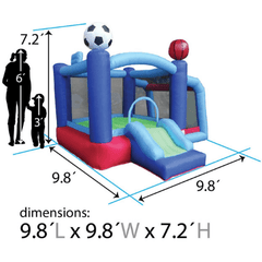 7.2'H Backyard Kids Sports Arena Inflatable Bounce House with Soccer Goal by POGO