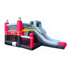 POGO Inflatable Bouncers 8 1/2' Backyard Kids Deluxe Fire Station Inflatable Bounce House with Slide by POGO 754972375160 7985 8 1/2' Backyard Kids Deluxe Fire Station Inflatable Bounce with Slide