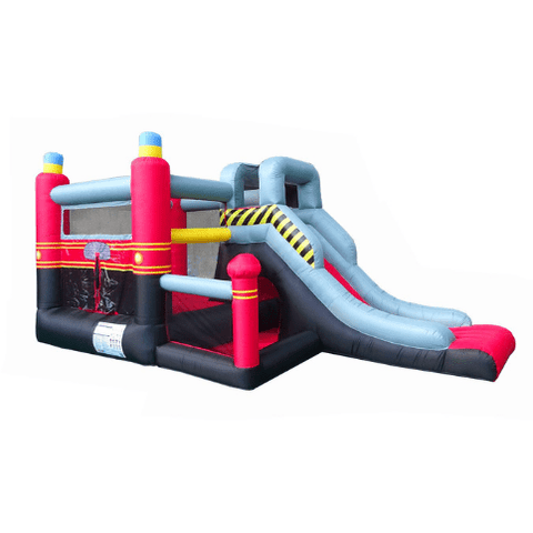 POGO Inflatable Bouncers 8 1/2' Backyard Kids Deluxe Fire Station Inflatable Bounce House with Slide by POGO 754972375160 7985 8 1/2' Backyard Kids Deluxe Fire Station Inflatable Bounce with Slide