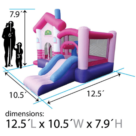 POGO Inflatable Bouncers 8' Backyard Kids Deluxe Pink Dream House Inflatable Bounce House with Slide by POGO 754972375153 7984 8' Backyard Kids Deluxe Pink Dream House Inflatable Bounce w/ Slide