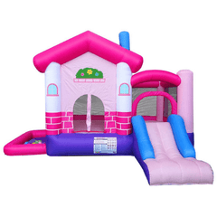 7.8'H Backyard Kids Deluxe Pink Dream House Inflatable Bounce House with Slide by POGO