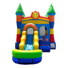 Image of POGO Inflatable Bouncers Crossover 14.5'H Rainbow Castle Smiley Face Bounce House Slide Combo with Wet Pool Attachment by POGO 754972382472 6170 Crossover 14.5H Rainbow Castle Smiley Bounce Slide Combo Wet Pool POGO