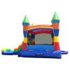 Image of POGO Inflatable Bouncers Crossover 14.5'H Rainbow Castle Smiley Face Bounce House Slide Combo with Wet Pool Attachment by POGO 754972382472 6170 Crossover 14.5H Rainbow Castle Smiley Bounce Slide Combo Wet Pool POGO