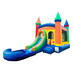 POGO Inflatable Bouncers Crossover Rainbow Bounce House Slide Combo with Wet Pool Attachment and Blower, Backyard Party Package by POGO 754972336451 5530 Crossover Rainbow Bounce House Slide Combo Wet Pool Blower Party POGO