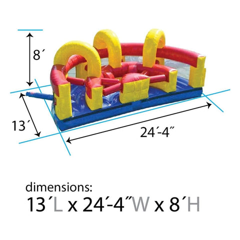 POGO Obstacle Course Red, Yellow, and Blue U-Turn Inflatable Obstacle Course with Blower by POGO 754972309028 3623 Red, Yellow, and Blue U-Turn Inflatable Obstacle Course with Blower