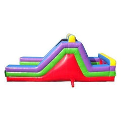 14'H Retro Rainbow Inflatable Rock Climb Slide with Blower by POGO