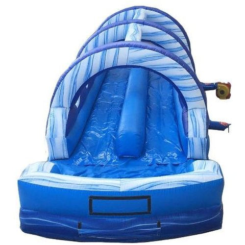 POGO Slip N Slides 35' Blue Marble Dual Lane Inflatable Slip n Slide with Blower with Velcro by POGO 754972364751 5344 35' Blue Marble Dual Lane Inflatable Slip n Slide Blower Velcro #5344