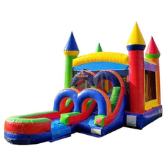 POGO Water Parks & Slides 14.5'H Kids Modern Rainbow Water Slide Bounce House Combo with Blower by POGO 754972338219 1897 14.5'H Kids Modern Rainbow Water Slide Bounce House Combo Blower POGO