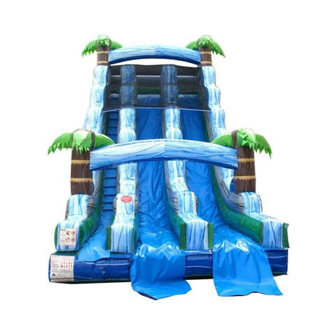 POGO Water Parks & Slides 22'H Tropical Marble Wave Dual Lane Inflatable Water Slide with Blower and Splash Pool by POGO 22'H Tropical Marble Wave Dual Lane Inflatable Water Slide Blower POGO