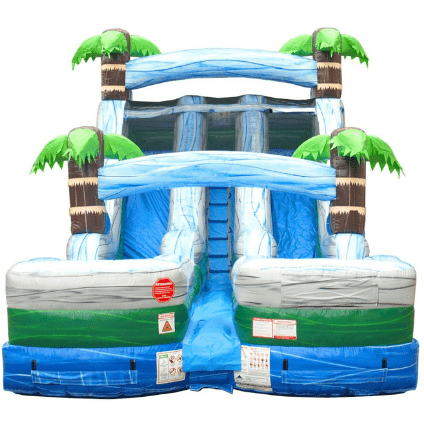 POGO Water Slides 15' Tropical Marble Double Bay Inflatable Water Slide with Blower by POGO 754972373296 7536 15' Tropical Marble Double Bay Inflatable Water Slide Blower POGO