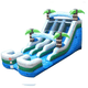 18.5' H Tropical Marble Double Bay Inflatable Water Slide with Blower by POGO