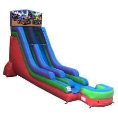 POGO Water Slides 18' Modular Retro Rainbow Inflatable Water Slide with Blower and Monster Truck Panel by POGO 7497 18' Modular Retro Rainbow Inflatable Water Slide Monster Truck Panel