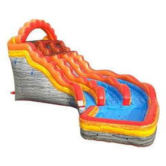 19' Fire Marble Double Lane Curved Inflatable Water Slide with Blower by POGO