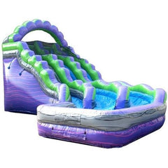 POGO Water Slides 19' Purple Marble Double Lane Curved Inflatable Water Slide with Blower by POGO 754972336666 2756 19' Purple Marble Double Lane Curved Inflatable Water SlideBlower POGO