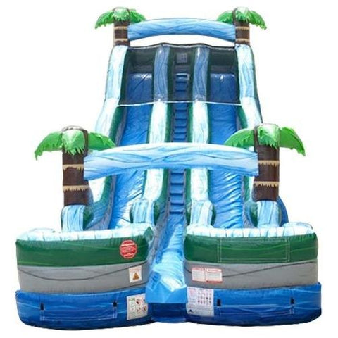 POGO Water Slides 24' Tropical Marble Double Bay Inflatable Water Slide with Blower by POGO 754972372268 7176 24' Tropical Marble Double Bay Inflatable Water Slide with Blower