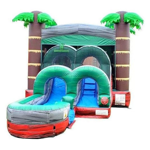 POGO Water Slides Kids Tropical Red Marble Water Slide Bounce House Combo with Blower by POGO 754972359337 4313 Kids Tropical Red Marble Water Slide Bounce House Combo with Blower