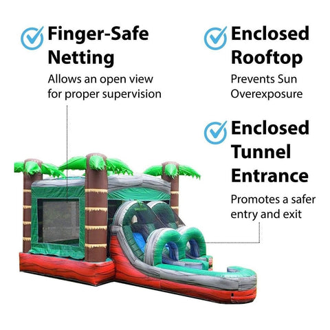 POGO Water Slides Kids Tropical Red Marble Water Slide Bounce House Combo with Blower by POGO 754972359337 4313 Kids Tropical Red Marble Water Slide Bounce House Combo with Blower
