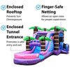 Image of POGO Water Slides Mega Tropical Purple Marble Water Slide Bounce House Combo with Blower by POGO 754972360562 3208 Mega Tropical Purple Marble Water Slide Bounce House Combo with Blower