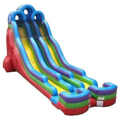 POGO WET N DRY COMBOS 24' Retro Rainbow Double Bay Inflatable Water Slide with Blower by POGO 754972361002 2758