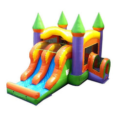 POGO WET N DRY COMBOS Kids Orange Bounce House and Double Lane Slide Combo with Blower by POGO 754972356312 2479 Kids Orange Bounce House and Double Lane Slide Combo with Blower POGO