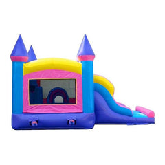 13.5'H Kids Pink Bounce House and Double Lane Slide Combo with Blower by POGO
