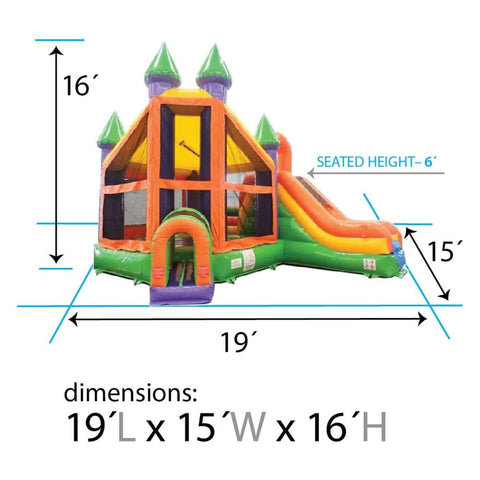 POGO WET N DRY COMBOS Rainbow Deluxe Inflatable Castle Bounce House Slide Combo w/ Blower by POGO 754972354882 2431 Rainbow Deluxe Inflatable Castle Bounce House Slide Combo w/ Blower