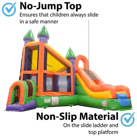POGO WET N DRY COMBOS Rainbow Deluxe Inflatable Castle Bounce House Slide Combo w/ Blower by POGO 754972354882 2431 Rainbow Deluxe Inflatable Castle Bounce House Slide Combo w/ Blower