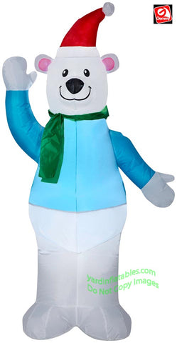 5' Gemmy Airblown Inflatable Polar Bear in Winter Outfit