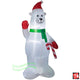 7' Gemmy Airblown Inflatable Christmas Polar Bear Wearing Santa Hat Holding A Candy Cane