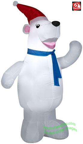 4' Gemmy Airblown Inflatable Polar Bear w/ Santa Hat
