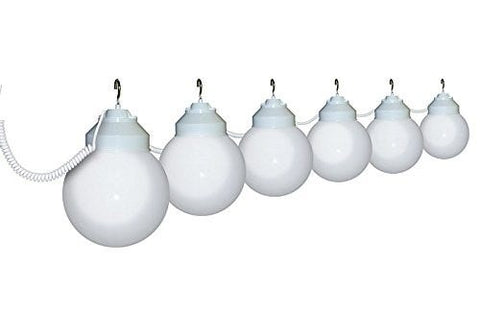 8 Globe Light Set - White with White Curly Cord
