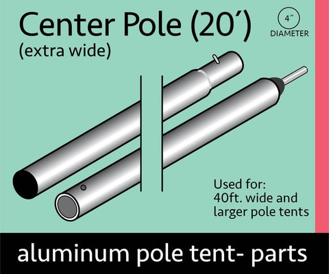 20' Heavy Duty Anodized Aluminum Center Tent Pole (2 Piece)