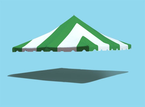 20' x 20' Premium Pole Party Tent Top - Green and White